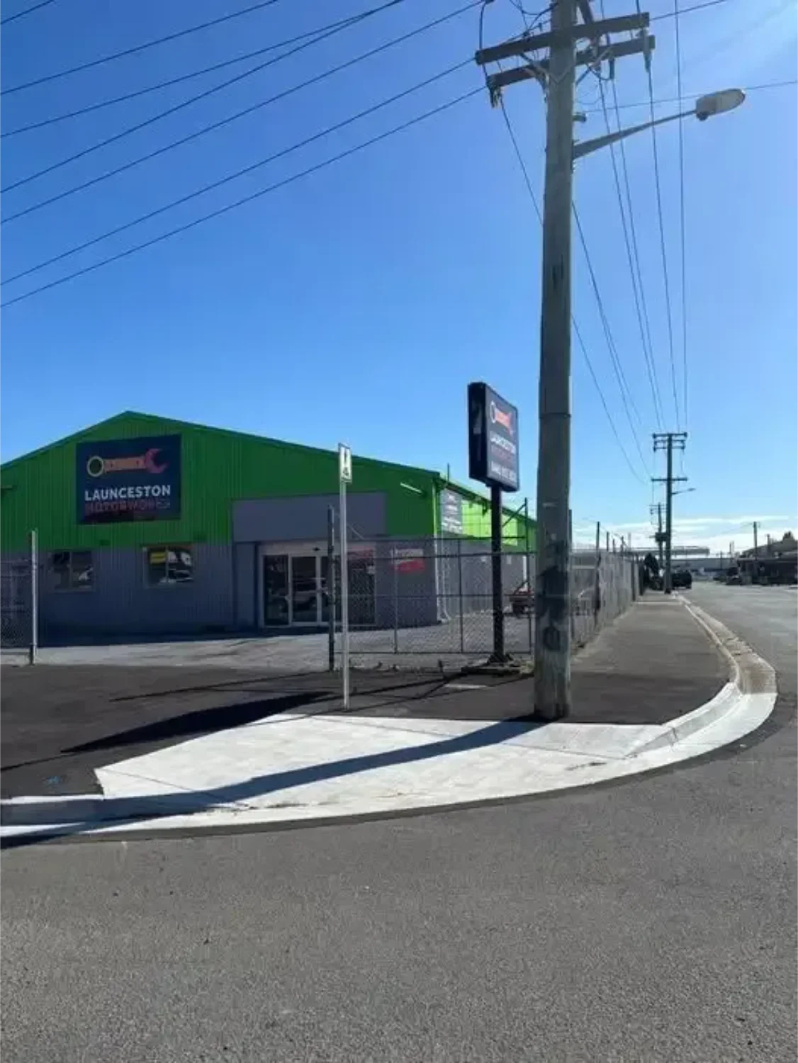 Launceston Motorworks workshop exterior on Forster Street, Invermay